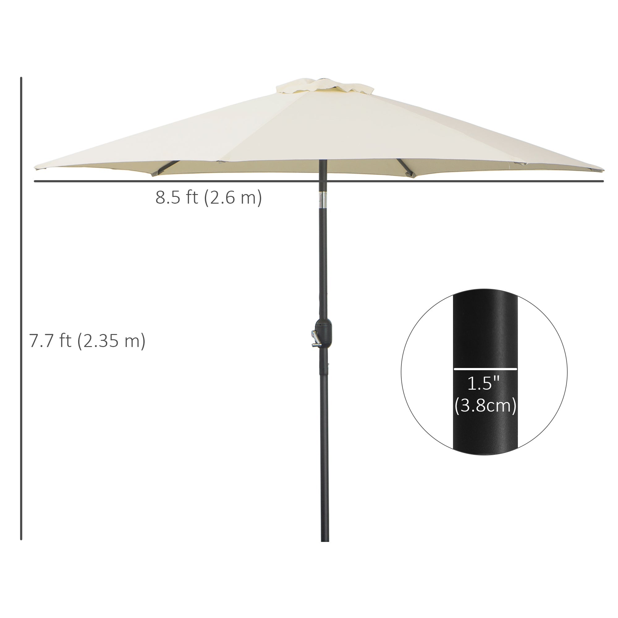 Outsunny 9' Patio Umbrella w/ Crank Handle Tilt Canopy Market Sunshade