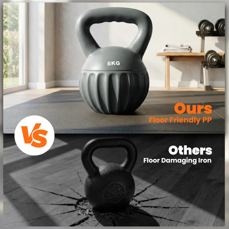 Soozier Kettlebell, 18 lbs Kettle Bell with Non-Slip Handle for Home Gym, Weight Lifting and Strength Training, Grey