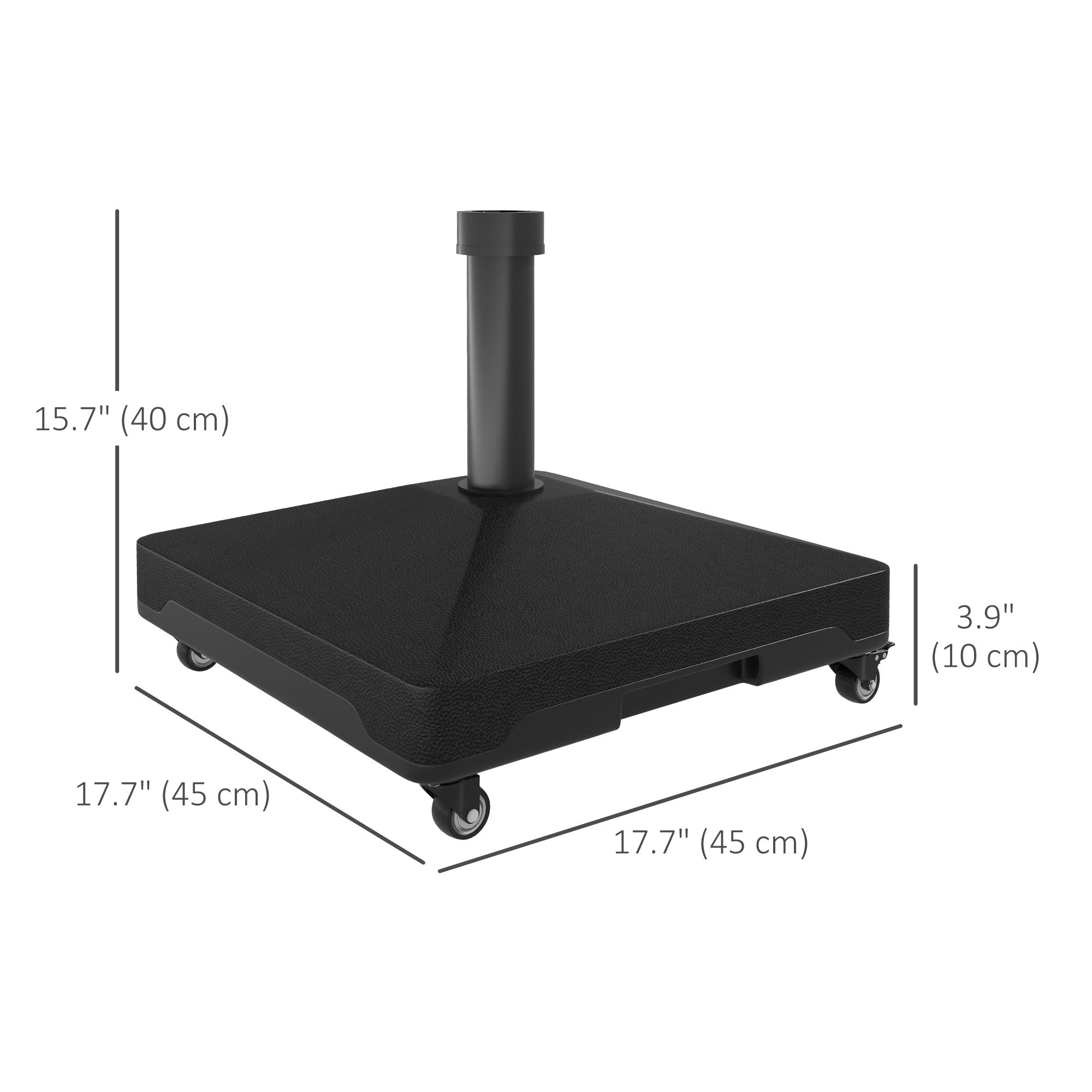 Outsunny Rolling Umbrella Base Stand: Mobile Fillable with Wheels for Patio Outdoor Steel Pole Black