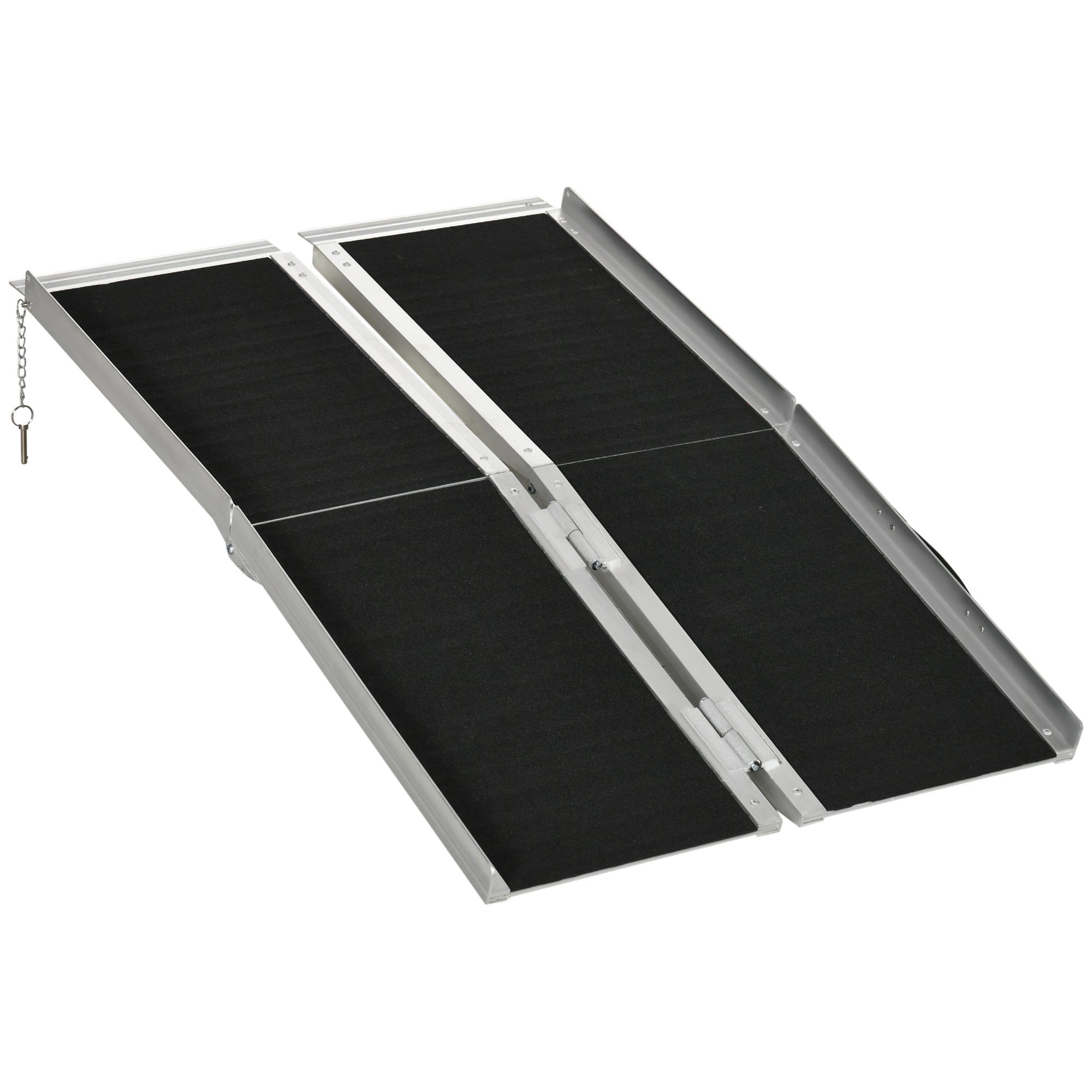 HOMCOM Portable Aluminum Scooter Ramp: 4ft Non-Skid Surface, Foldable Design for Mobility Assistance