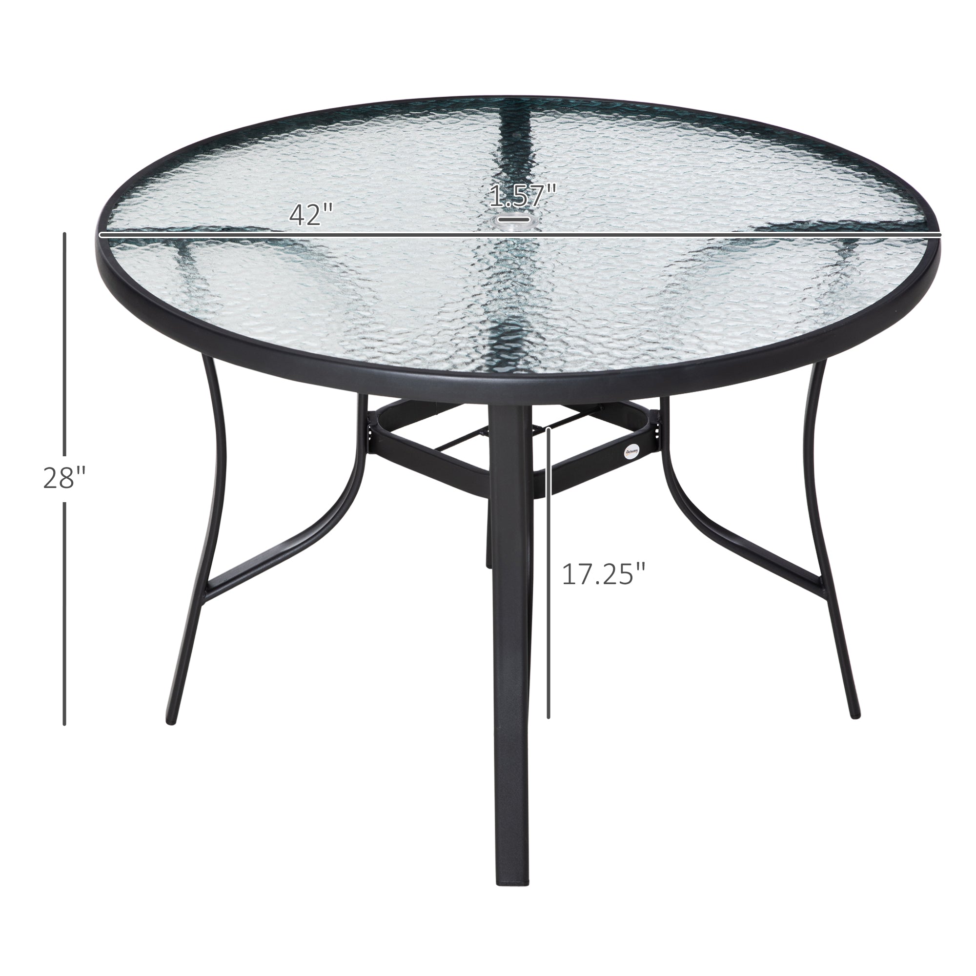 Outsunny Round Patio Dining Table 42-inch with Umbrella Hole for Backyard Steel