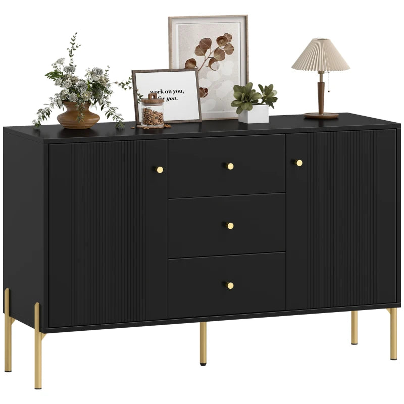 Buffet Cabinet, Modern Sideboard with 3 Soft-Close Drawers and 2 Adjustable Shelves for Living Room, Kitchen, Black