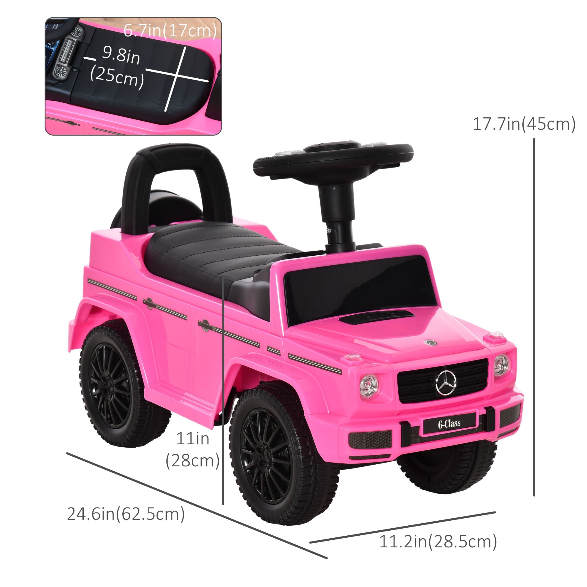 Aosom Luxury Cruiser: Baby Toddler Push Car, Mercedes-Benz G350 Licensed, Foot-to-Floor Ride-On, Pink