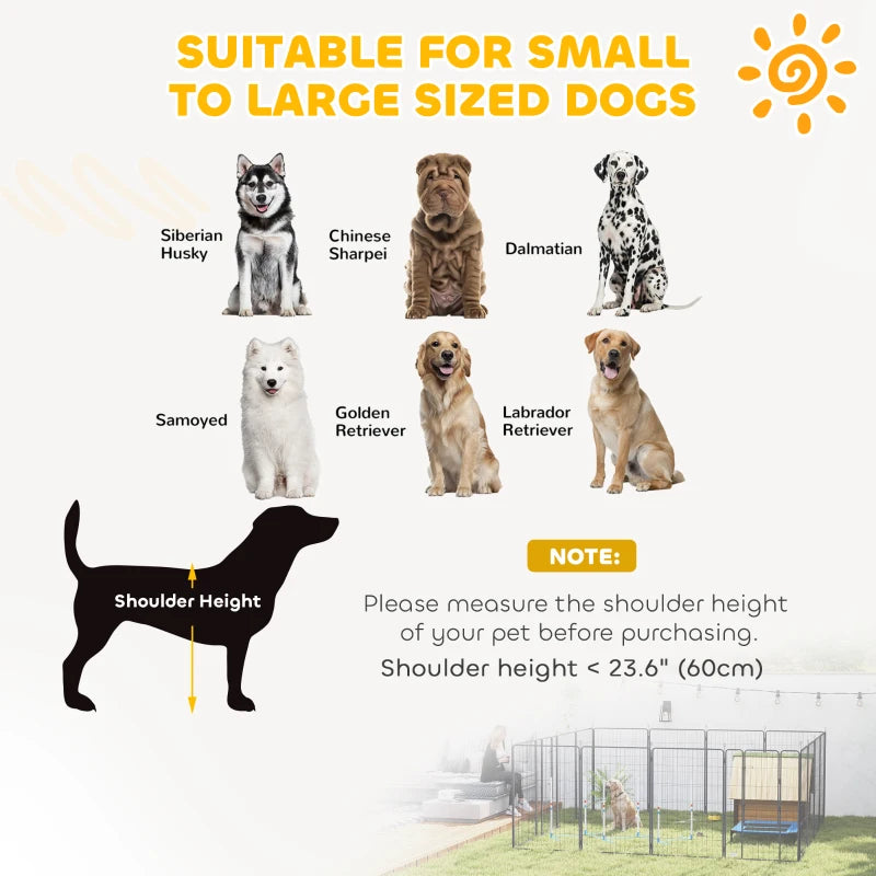 Heavy Duty Pet Playpen, 16 Panels Steel Dog Fence Puppy Exercise Pen with 2 Doors Locking Latch, 47" Height