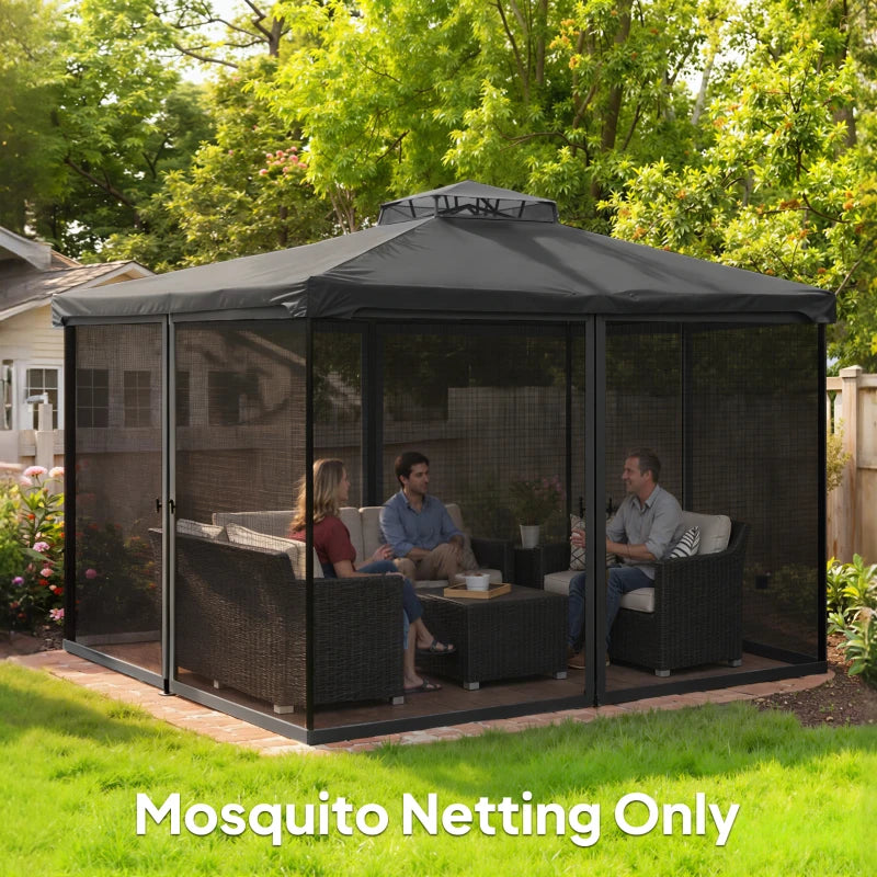 Replacement Mosquito Netting for Gazebo 12' x 12' Black Screen Walls for Canopy with Zippers, Black