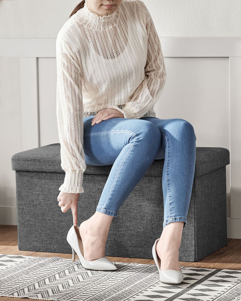 SONGMICS 30 Inches Folding Storage Ottoman Bench