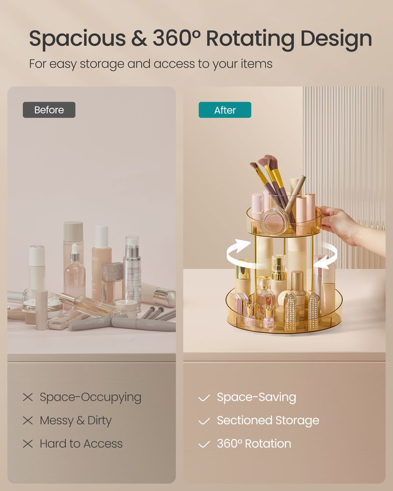 SONGMICS 2-Tier Round Rotating Makeup Organizer