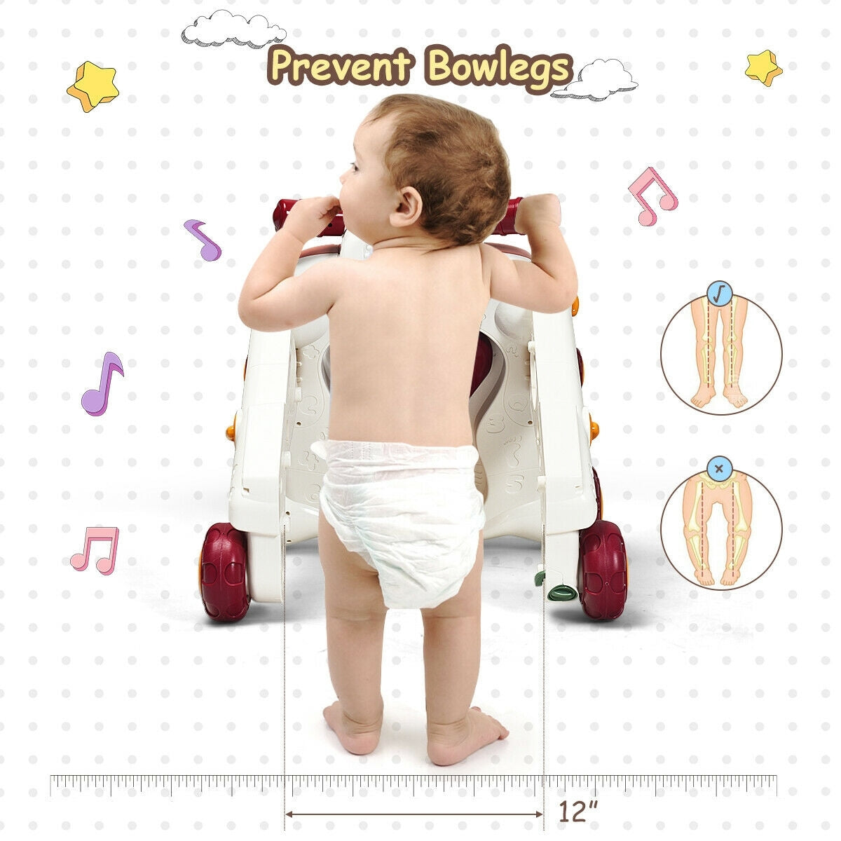 3-in-1 Baby Sit-to-Stand Walker with Music and Lights-PinkÂ