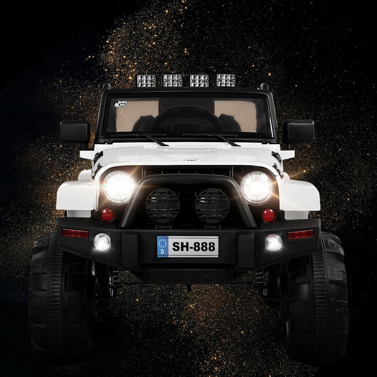 12V Kids Remote Control Riding Truck Car with LED Lights-WhiteÂ