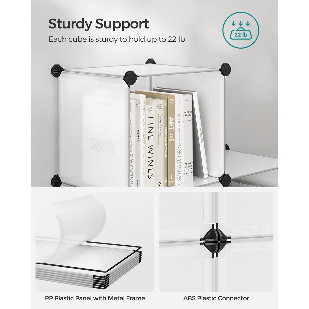 SONGMICS 6 Cube Storage Organizer with Feet and Rubber Mallet , White