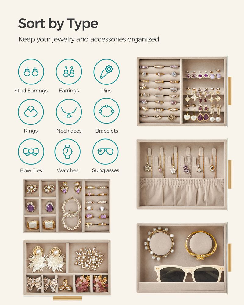 SONGMICS 5-Layer Jewelry Organizer with 3 Side Drawers