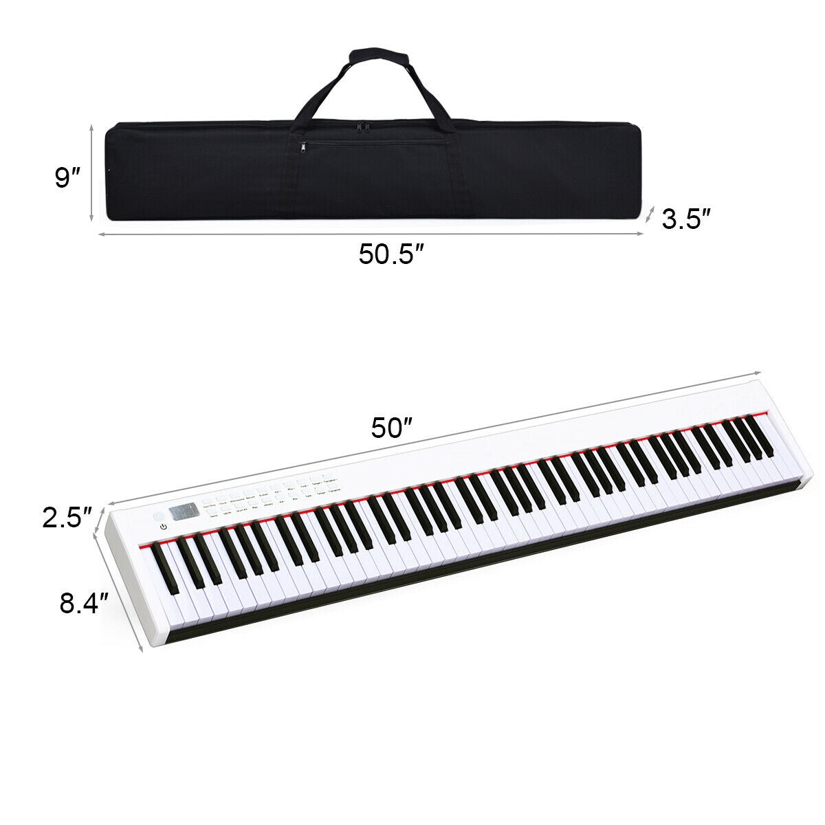 BX-II 88-key Portable Digital Piano with  MP3-WhiteÂ