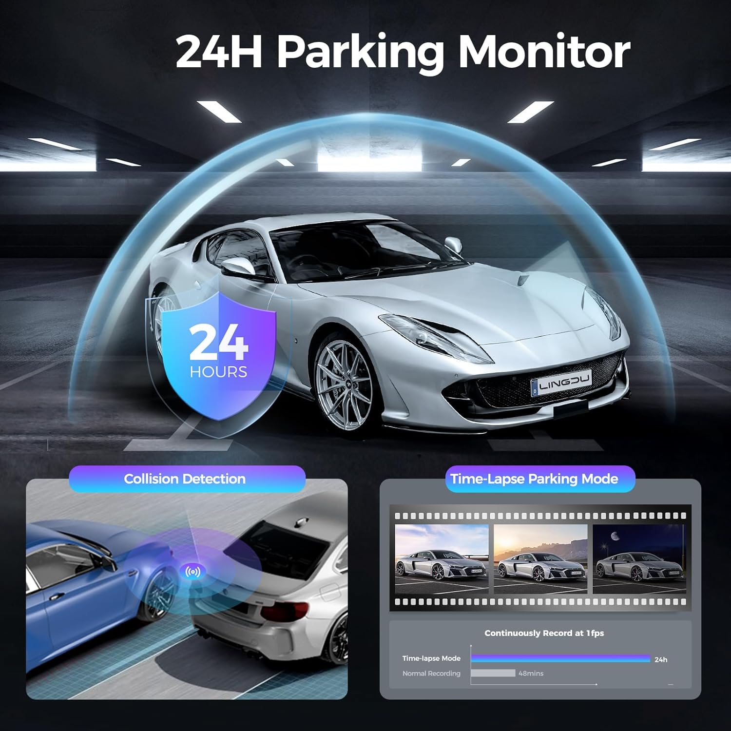 LINGDU D100 2.5K Dash Cam Front