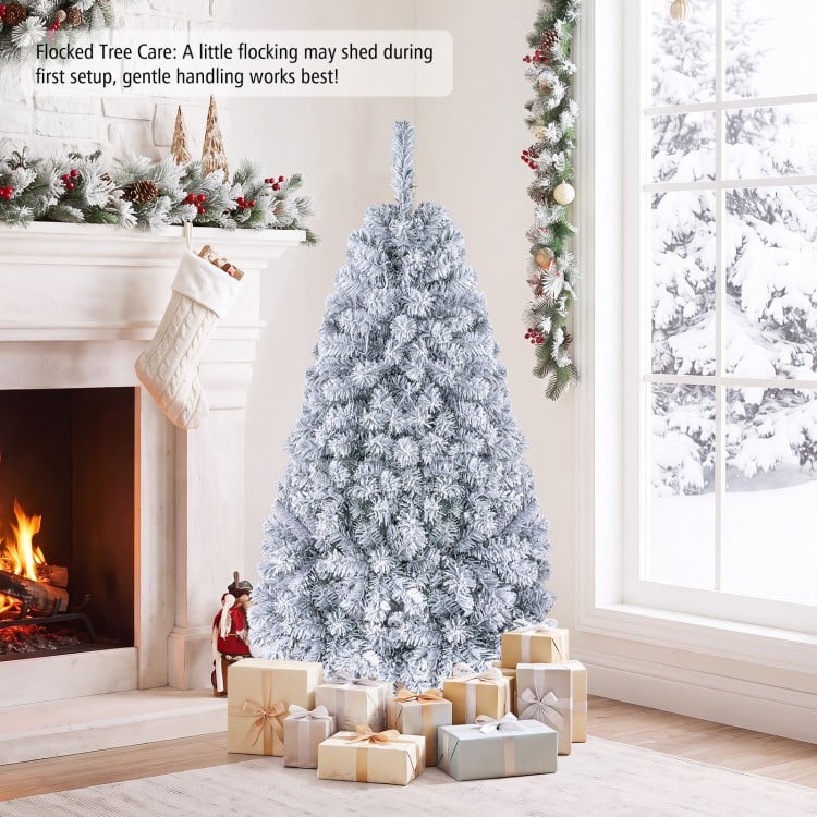 4.5 Ft Pre-Lit Premium Snow Flocked Hinged Artificial Christmas Tree