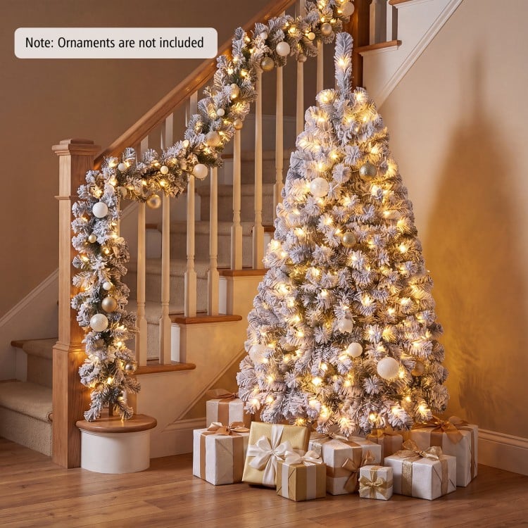 4.5 Ft Pre-Lit Premium Snow Flocked Hinged Artificial Christmas Tree