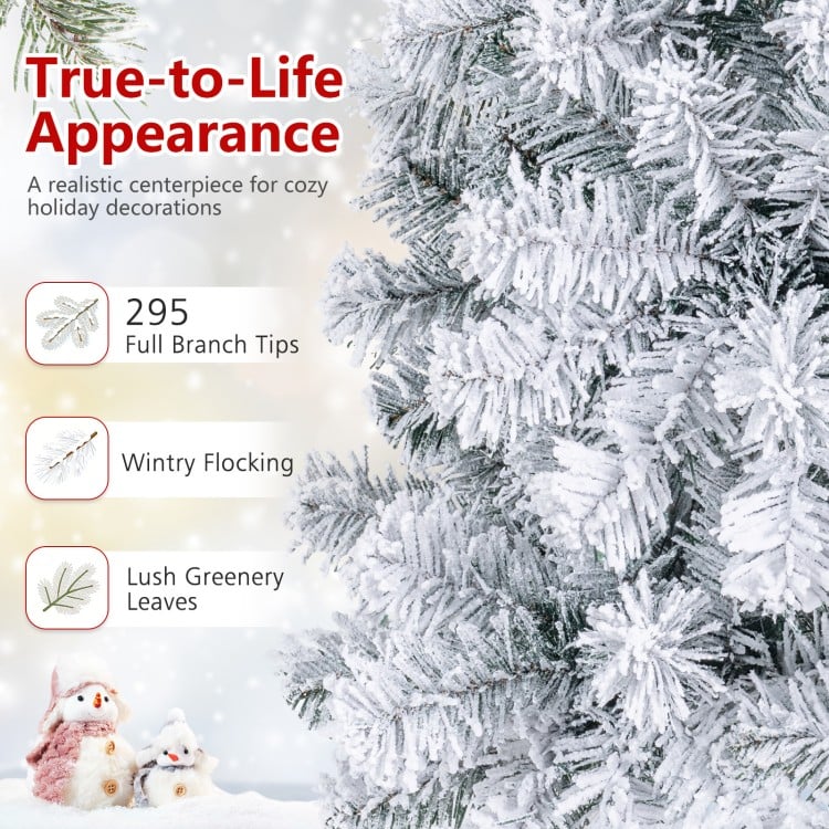 4.5 Ft Pre-Lit Premium Snow Flocked Hinged Artificial Christmas Tree