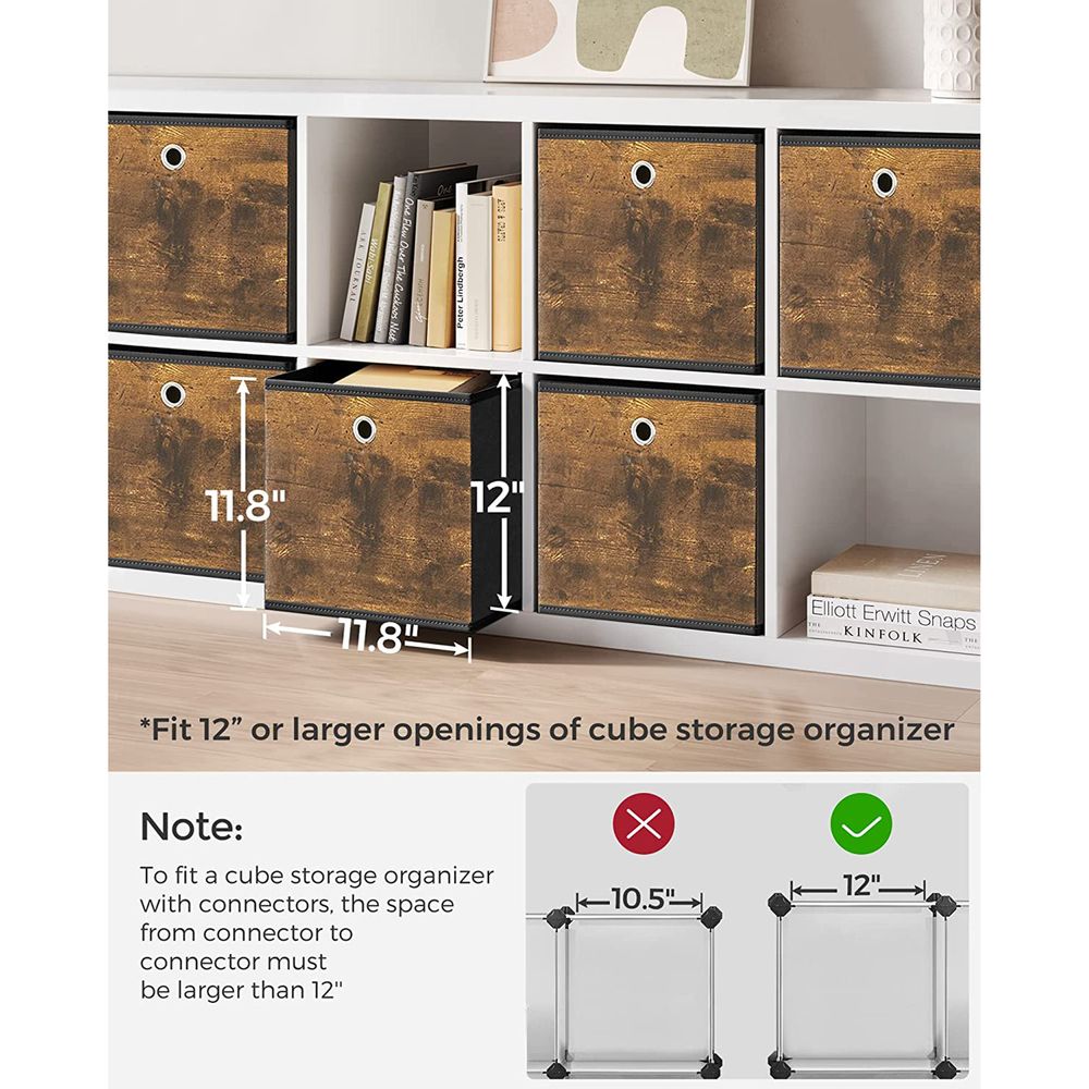 SONGMICS Set of 6 Storage Cubes 11.8 x 11.8 x 11.8 Inches Chestnut Brown