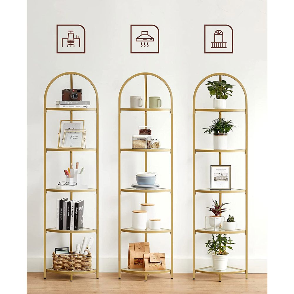 VASAGLE 5-Tier Glass Corner Storage Shelf