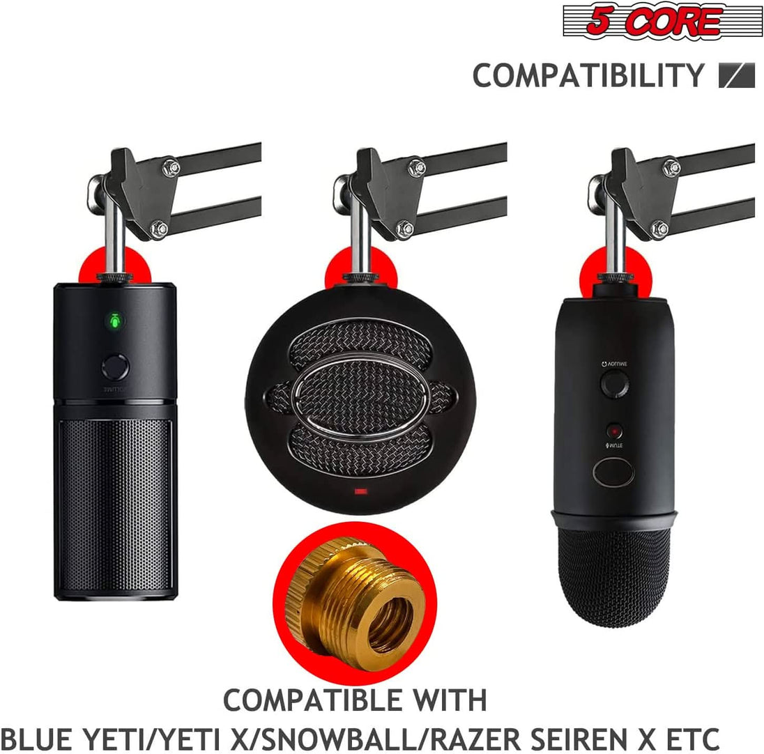 5Core Mic Stand Adapter – 5/8" Male to 3/8" Female Screw Thread Conversion Connector