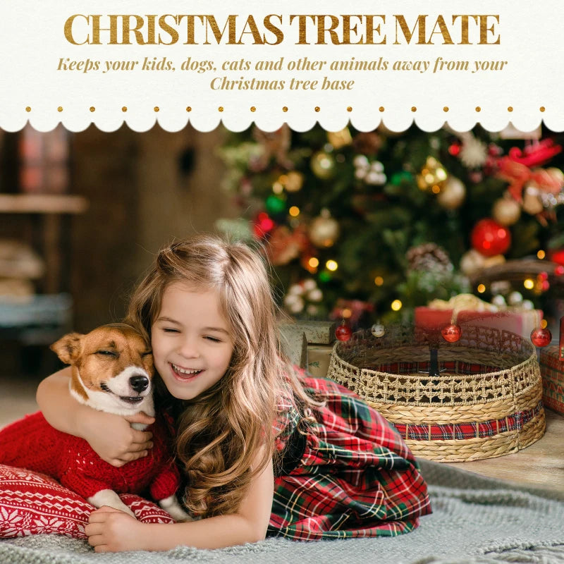 HOMCOM 23" Rustic Water Hyacinth Christmas Tree Skirt – Woven Tree Collar for Holiday, Party, & Home DecorationHOMCOM 23" Rustic Water Hyacinth Christmas Tree Skirt – Woven Tree Collar for Holiday, Party, & Home Decoration