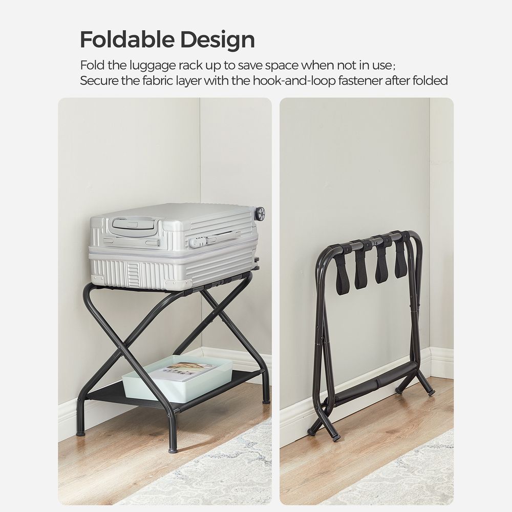 SONGMICS Black Foldable Luggage Rack