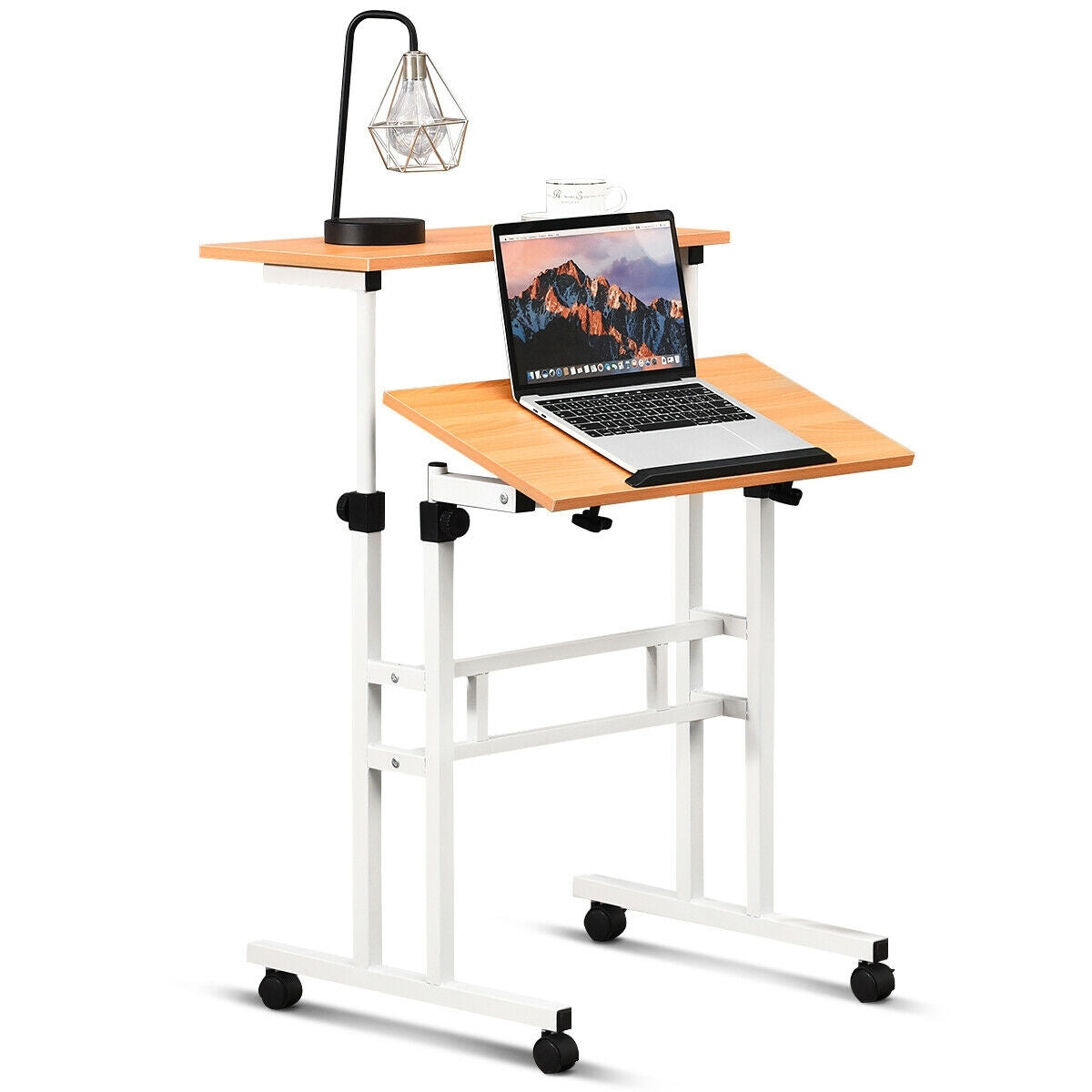 2 in 1 Height Adjustable Sit Standing Computer DeskÂ
