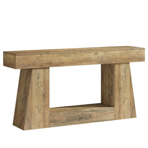 63" Farmhouse Console Table, Wooden Sofa Table with 2-Tier Storage Shelves, Narrow Hallway Entryway Table