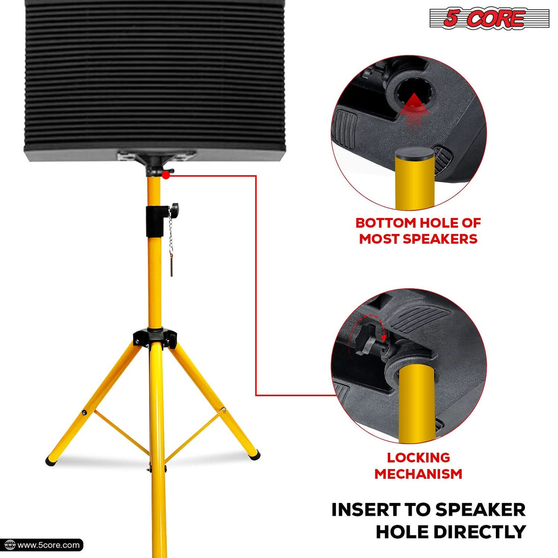 5Core Speaker Stand Tripod Tall Adjustable 72 Inch DJ Pole Mount Studio Monitor Stands Yellow5Core Speaker Stand Tripod Tall Adjustable 72 Inch DJ Pole Mount Studio Monitor Stands Yellow