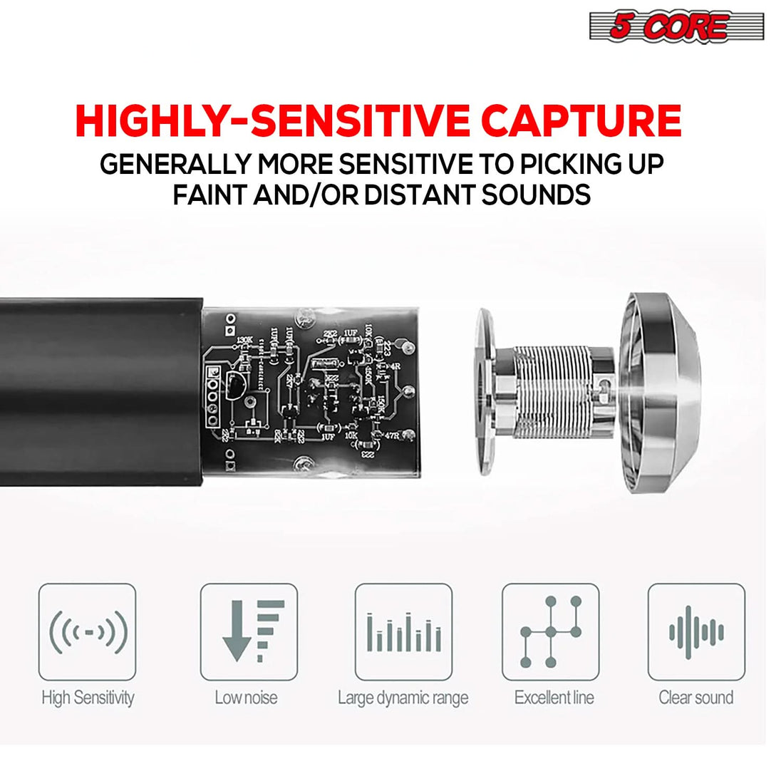 5Core Recording Microphone Podcast Bundle Professional Condenser Cardioid Mic Kit w Boom Arm REC SET