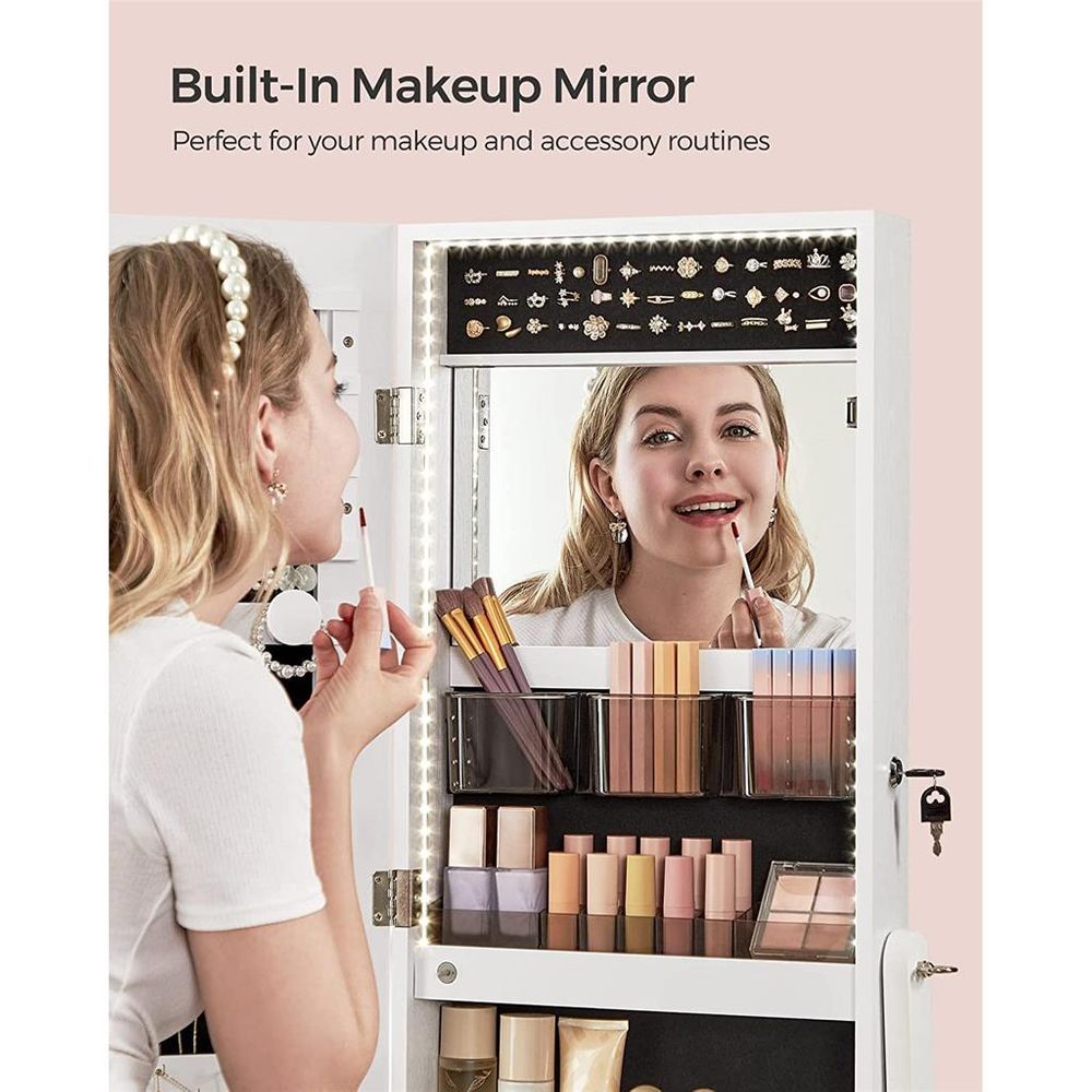 SONGMICS Mirror Jewelry Cabinet with LED Lights