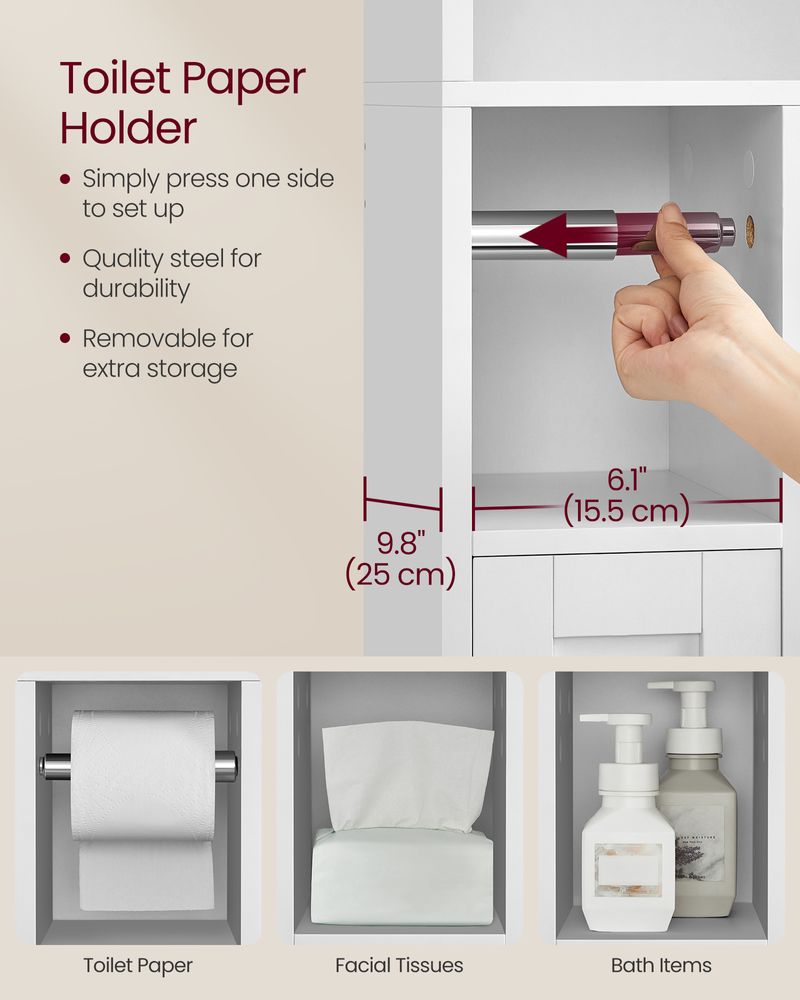 VASAGLE Over the Toilet Storage Shelf with Sliding Door