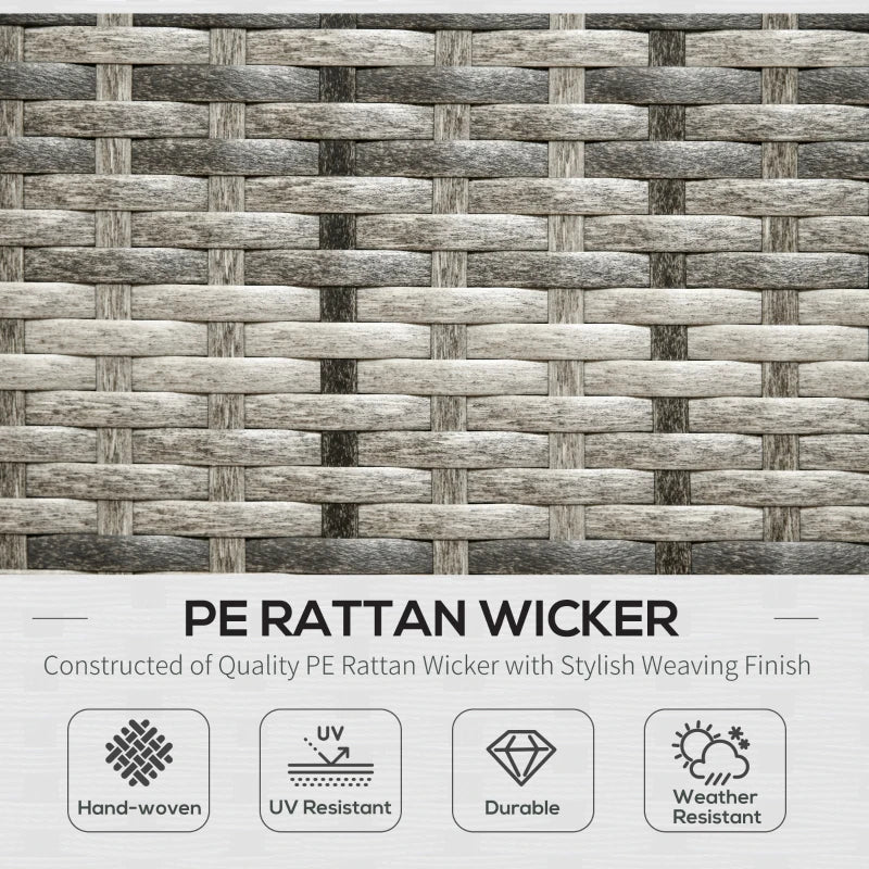 Outsunny 6pcs Outdoor Rattan Sofa Set Garden Wicker Sectional Couch Furniture Set with Dining Table and Chair Sky Blue