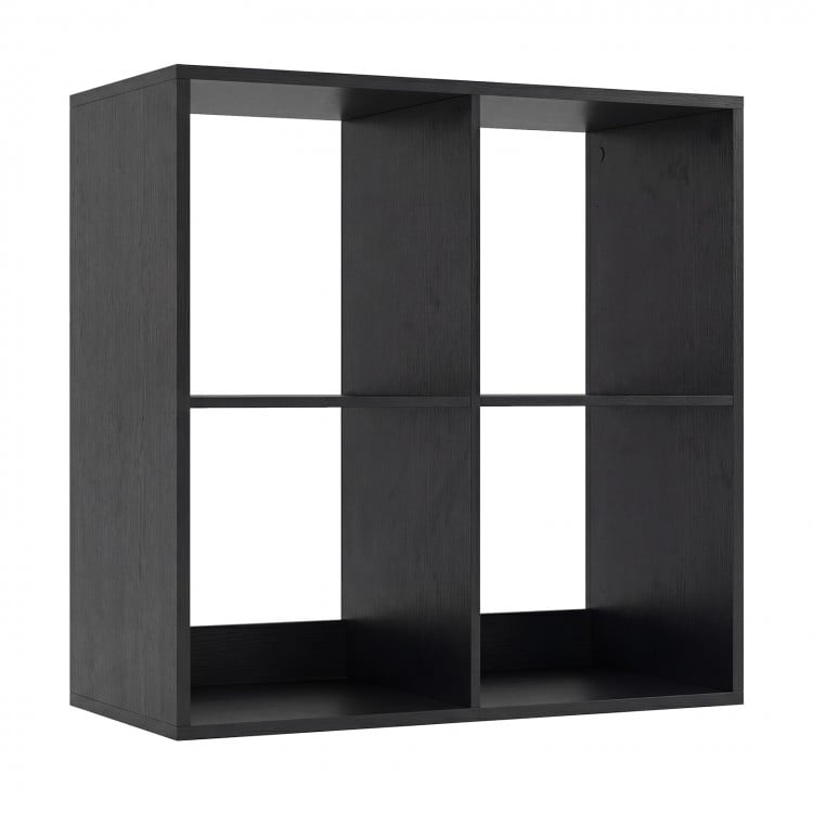 4 Cube Bookshelf with Back Guardrail for Living Room Bedroom-Black