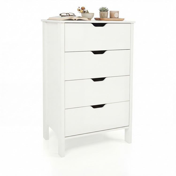 4-Drawer Dresser Wooden Nightstand with Anti-Tipping Kits-White