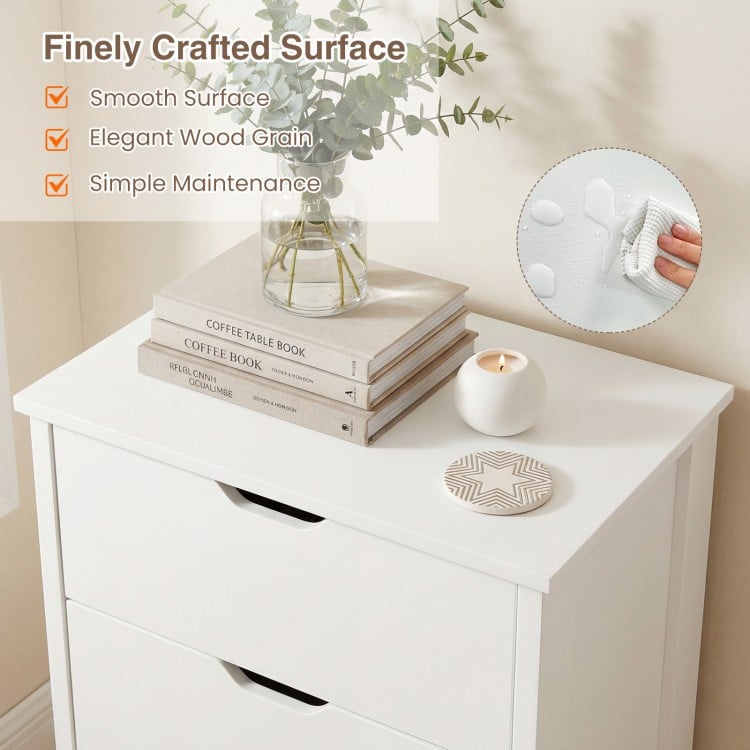 4-Drawer Dresser Wooden Nightstand with Anti-Tipping Kits-White