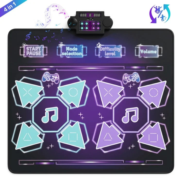 Electronic Kids Dance Mat with LED Lights, 8 Songs, 4 Game Modes & 2-Player Battle Games