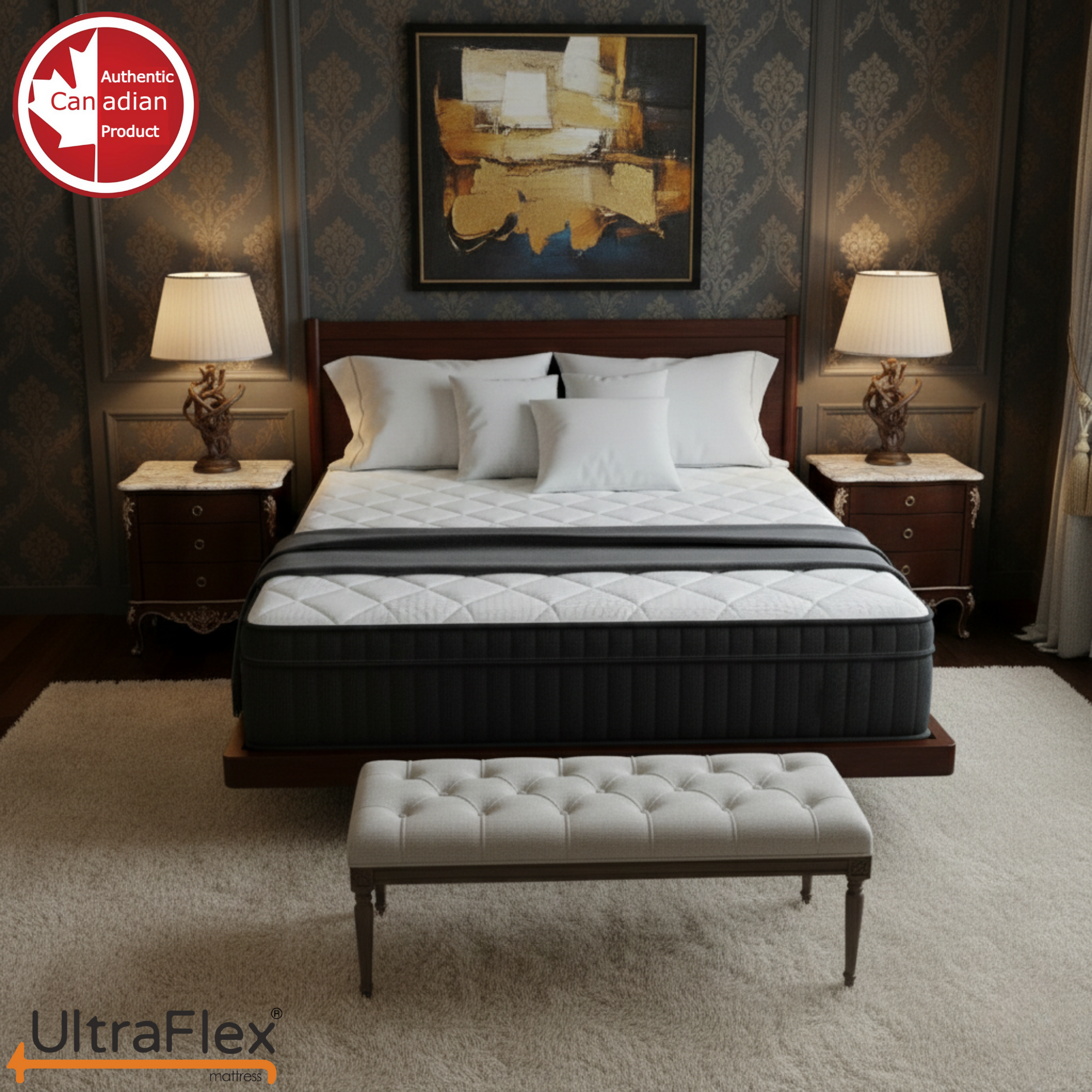 UltraFlex® Opulence Medium Firm Orthopedic Hybrid Mattress – Canadian-Made Advanced Cooling Gel & Pocket Coil System for Undisturbed Sleep & Edge-to-Edge Support