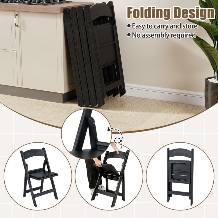 4 Pack Resin Folding Chairs with Padded Seat-Black
