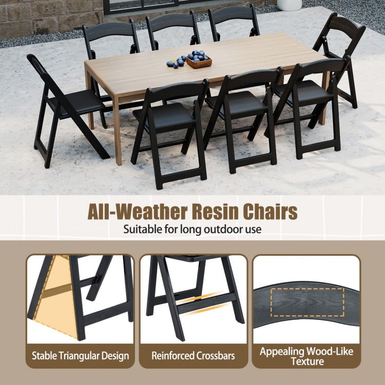 4 Pack Resin Folding Chairs with Padded Seat-Black