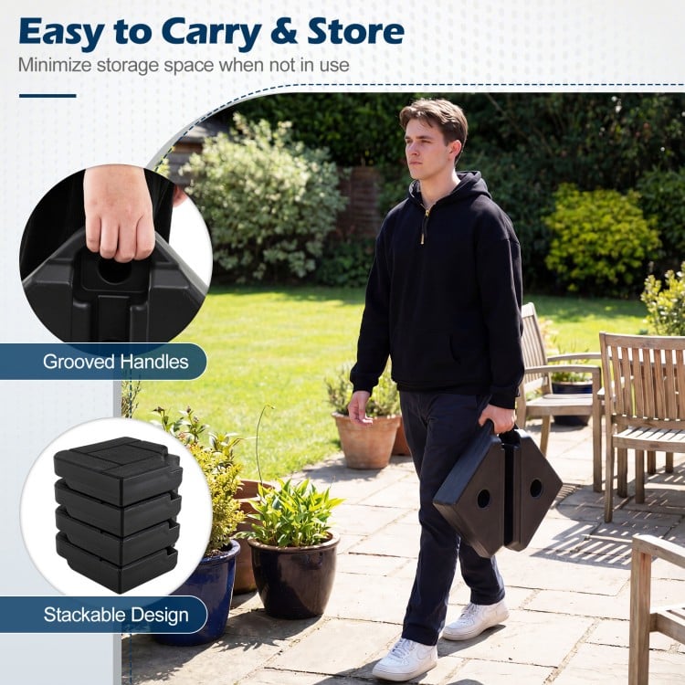 4-Piece 188 LBS Cantilever Offset Patio Umbrella Base-Black