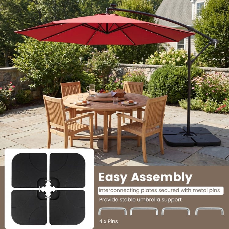 4-Piece Cantilever Offset Base 164 LBS Heavy-Duty Square with U-Locking Pins-Black