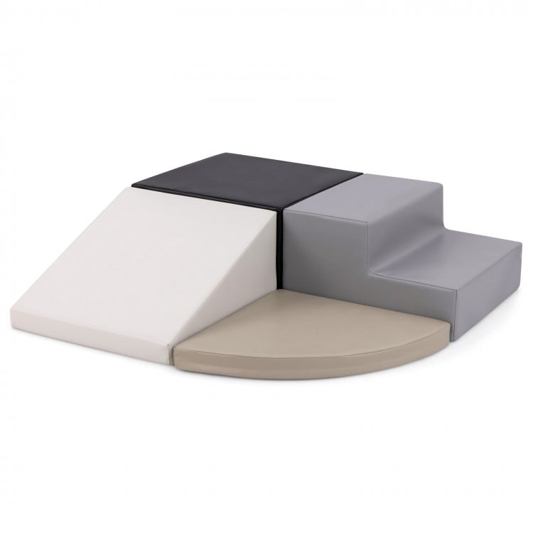 4-Piece Climb and Crawl Foam Block Play Set for Infant Baby-Black