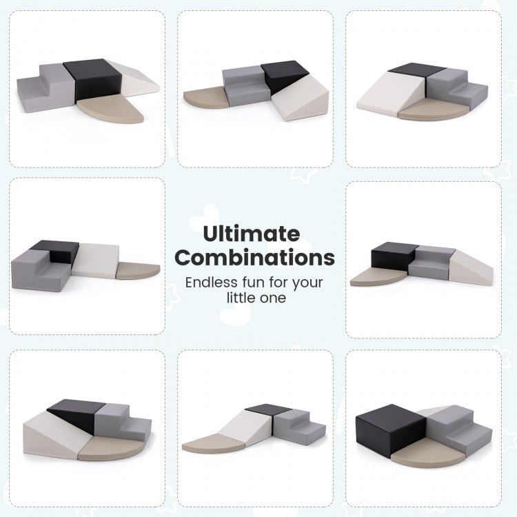 4-Piece Climb and Crawl Foam Block Play Set for Infant Baby-Black