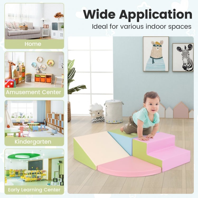 4-Piece Climb and Crawl Foam Block Play Set for Infant Baby-Pink