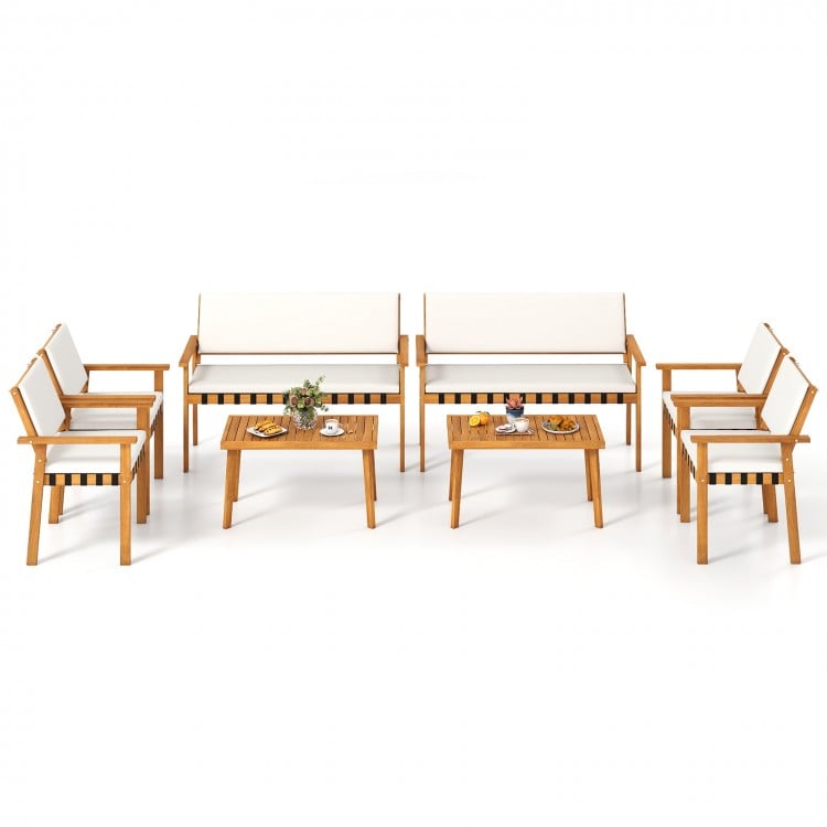 4 Piece Patio Furniture Set with Coffee Table for Backyard and Garden-White