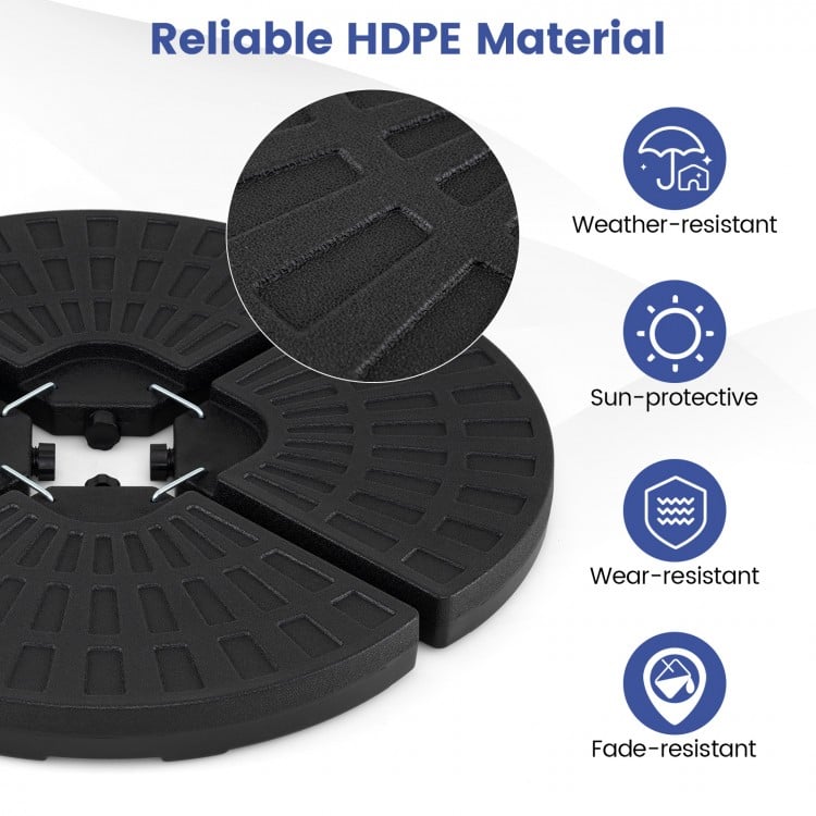 4-Piece Patio Market Umbrella Base 140 LBS Heavy-Duty with U-Locking Pins-Black