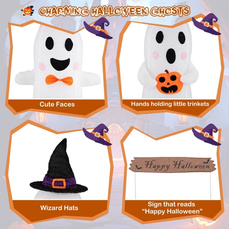 4 Pieces Halloween Decoration Pop up Ghosts with Gate and LED Lights