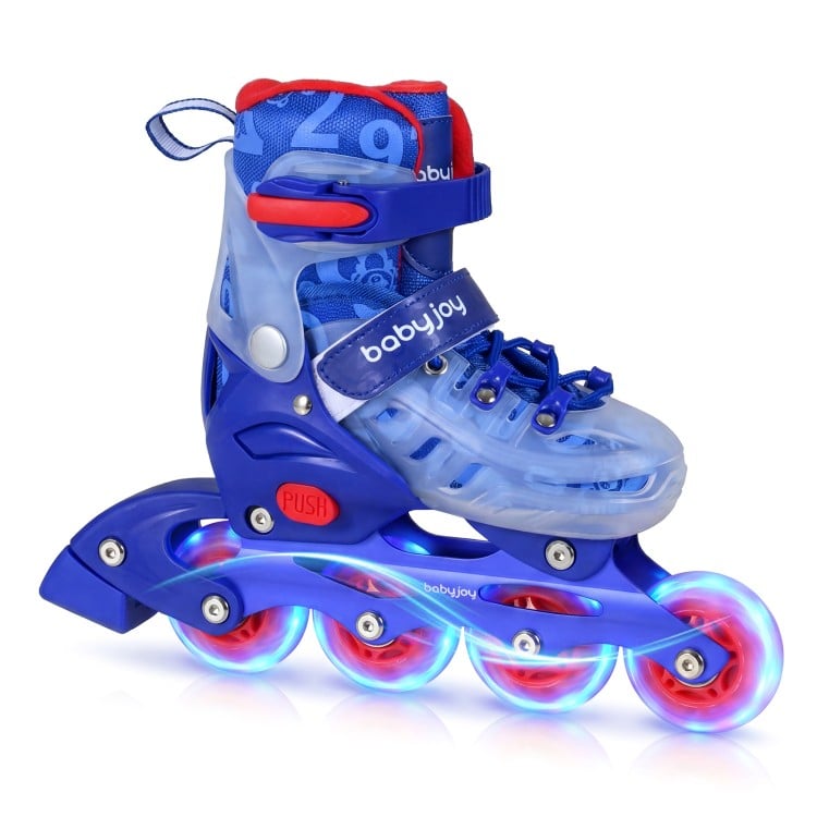 4-Size Adjustable Kids Inline Skates for Beginners Ages 5-7-Blue