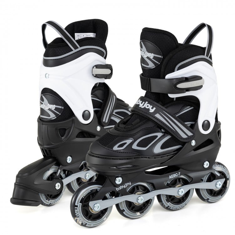 4 Sizes Adjustable Blade Roller with Light-up Wheels for Youth-Black