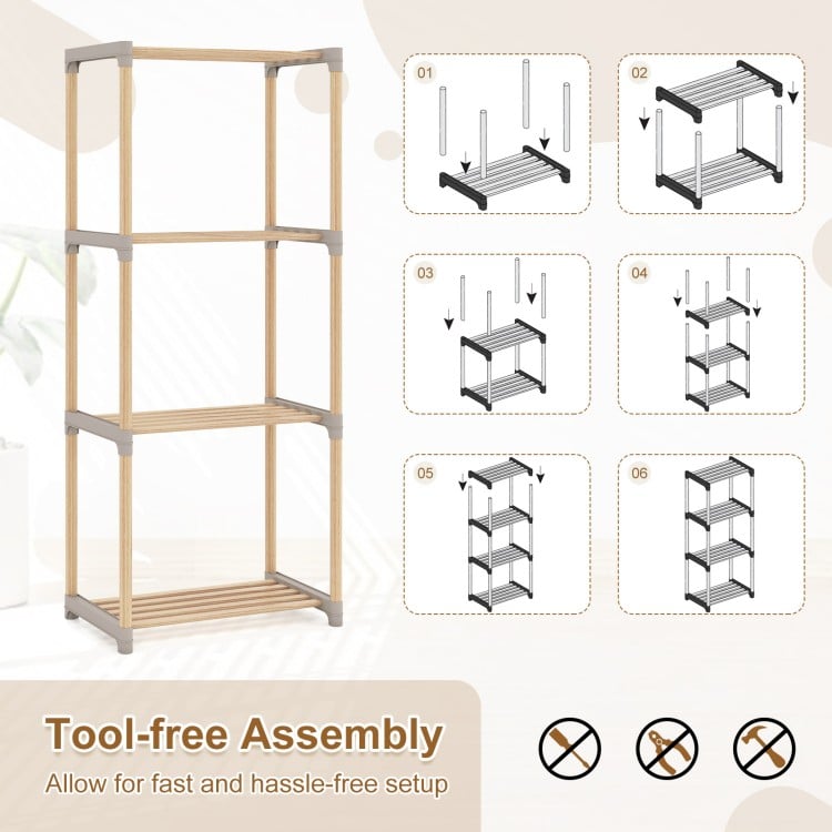 4-Tier Bookshelf with Open Shelves for Home Office and Bathroom-4-Tier